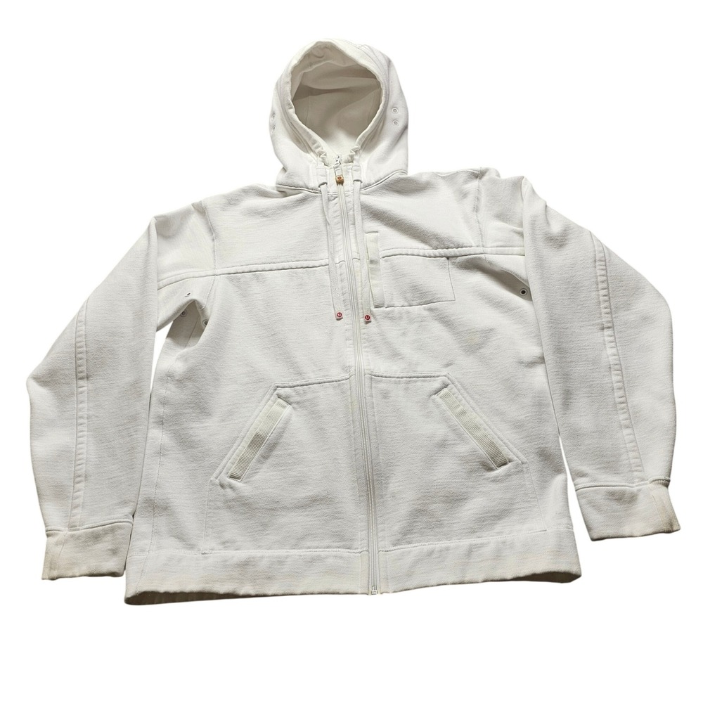 Lululemon Athletica Full Zip Hoodie Mens L White Athletic Fleece Sweatshirt 4977